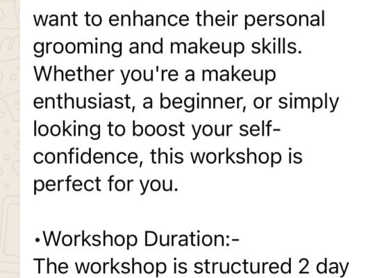 Self Grooming Makeup Workshop